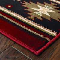 2’ x 8’ Red and Beige Ikat Pattern Runner Rug