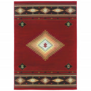 4’ x 6’ Red and Beige Ikat Pattern Area Rug