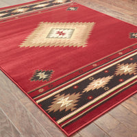 4’ x 6’ Red and Beige Ikat Pattern Area Rug