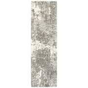 2’ x 8’ Gray and Ivory Distressed Abstract Runner Rug