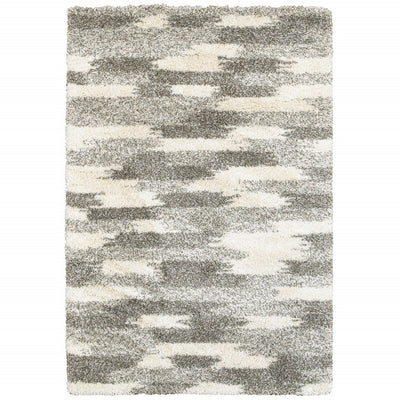 4’ x 6’ Gray and Ivory Geometric Pattern Area Rug