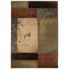 5’ x 8’ Beige and Brown Floral Block Pattern Area Rug