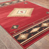 5’ x 8’ Red and Beige Ikat Pattern Area Rug
