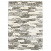 5’ x 8’ Gray and Ivory Geometric Pattern Area Rug