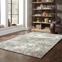 7’ x 10’ Gray and Ivory Distressed Abstract Area Rug