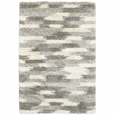 8’ x 11’ Gray and Ivory Geometric Pattern Area Rug