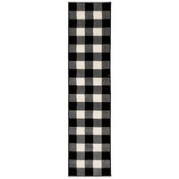 2’ x 8’ Monochromatic Gingham Pattern Indoor Runner Rug