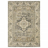 2’ x 8’ Beige and Gray Traditional Medallion Indoor Runner Rug
