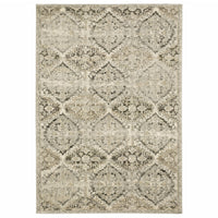 2’ x 8’ Ivory and Gray Floral Trellis Indoor Runner Rug