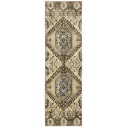 2’ x 8’ Tan and Gold Central Medallion Indoor Runner Rug