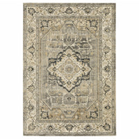 5’ x 8’ Beige and Gray Traditional Medallion Indoor Area Rug