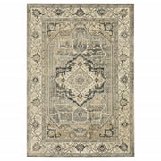 5’ x 8’ Beige and Gray Traditional Medallion Indoor Area Rug