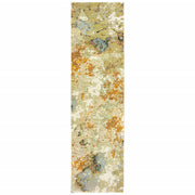 3’ x 12’ Modern Abstract Gold and Beige Indoor Runner Rug