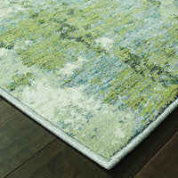 3’ x 12’ Blue and Sage Distressed Waves Indoor Runner Rug