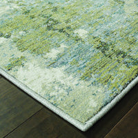 5’ x 7’ Blue and Sage Distressed Waves Indoor Area Rug