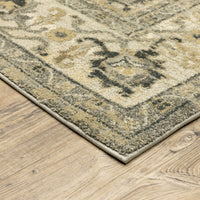 8’ x 11’ Beige and Gray Traditional Medallion Indoor Area Rug