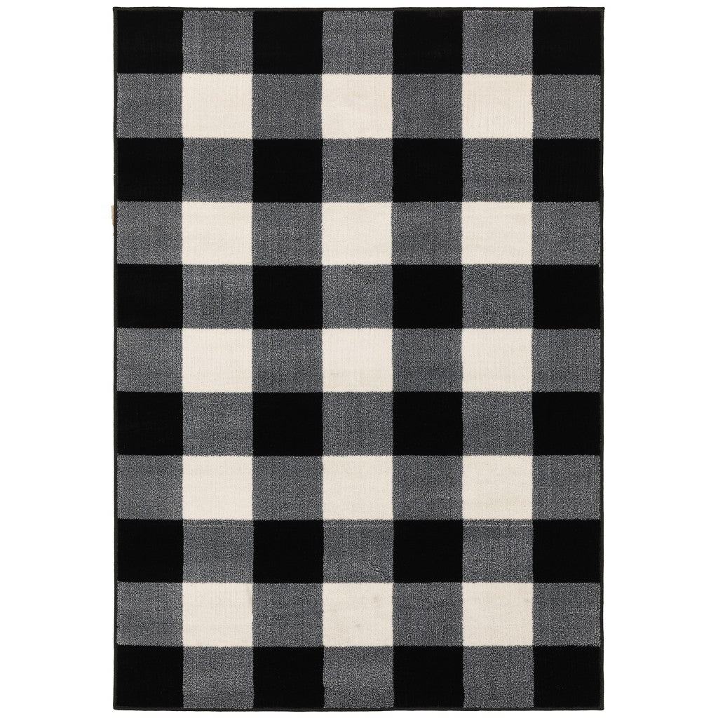 10’ x 13’ Monochromatic Gingham Pattern Indoor Area Rug