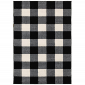 10’ x 13’ Monochromatic Gingham Pattern Indoor Area Rug