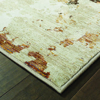 8’ Round Abstract Weathered Beige and Gray Indoor Area Rug