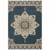 10’ x 13’ Blue and Beige Floral Medallion Indoor Area Rug