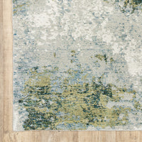 9’ x 12’ Blue and Sage Distressed Waves Indoor Area Rug