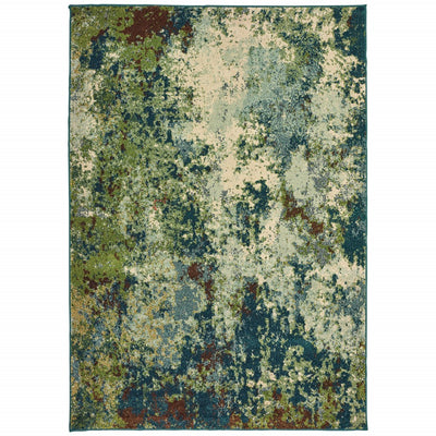 8’ x 11’ Teal and Pickle Green Abstract Indoor Area Rug