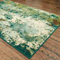 8’ x 11’ Teal and Pickle Green Abstract Indoor Area Rug