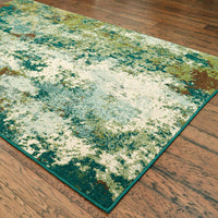 10’ x 13’ Teal and Pickle Green Abstract Indoor Area Rug