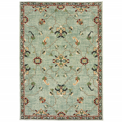 5’ x 8’ Pastel Blue Floral Patterned Indoor Area Rug