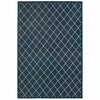 4’ x 6’ Navy and Ivory Lattice Indoor Area Rug