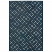 4’ x 6’ Navy and Ivory Lattice Indoor Area Rug