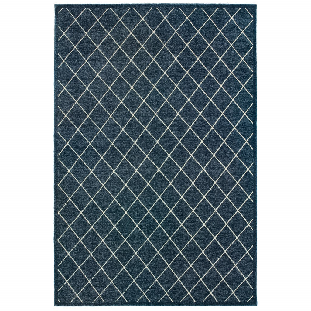 5’ x 8’ Navy and Ivory Lattice Indoor Area Rug