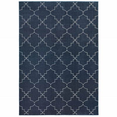 5’ x 8’ Blue and Ivory Trellis Indoor Area Rug