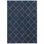 7’ x 10’ Blue and Ivory Trellis Indoor Area Rug