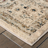 8’ x 11’ Ivory and Gold Distressed Indoor Area Rug