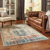 8’ x 11’ Sand and Blue Distressed Indoor Area Rug