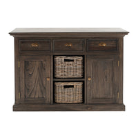 Modern Farmhouse Espresso Wash Large Accent Cabinet with Baskets