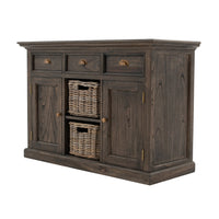 Modern Farmhouse Espresso Wash Large Accent Cabinet with Baskets