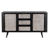 63" Modern Rustic Black and Rattan Buffet Server