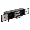 79" Modern Rustic Black and Rattan Buffet Server