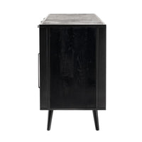 Black Iron Frame Cabinet with Mesh Doors and Drawers