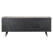 79" Modern Rustic Black Natural and Rattan Buffet Server