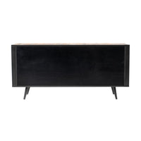 71" Modern Rustic Black Natural and Rattan Buffet Server