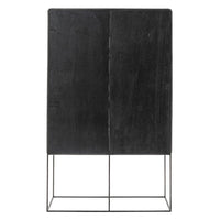 Modern Rustic Black and Natural Tall Accent Cabinet