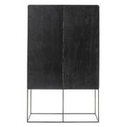 Modern Rustic Black and Natural Tall Accent Cabinet