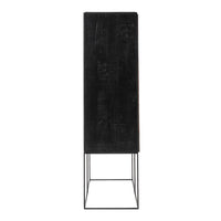 Modern Rustic Black and Natural Tall Accent Cabinet