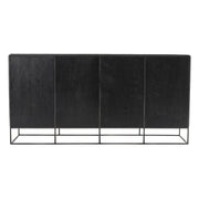 Modern Rustic Black and Natural Four Door Cabinet