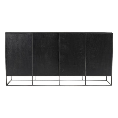 Modern Rustic Black and Natural Four Door Cabinet