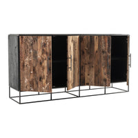 Modern Rustic Black and Natural Four Door Cabinet