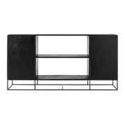 Modern Rustic Black and Natural Media Center TV Stand